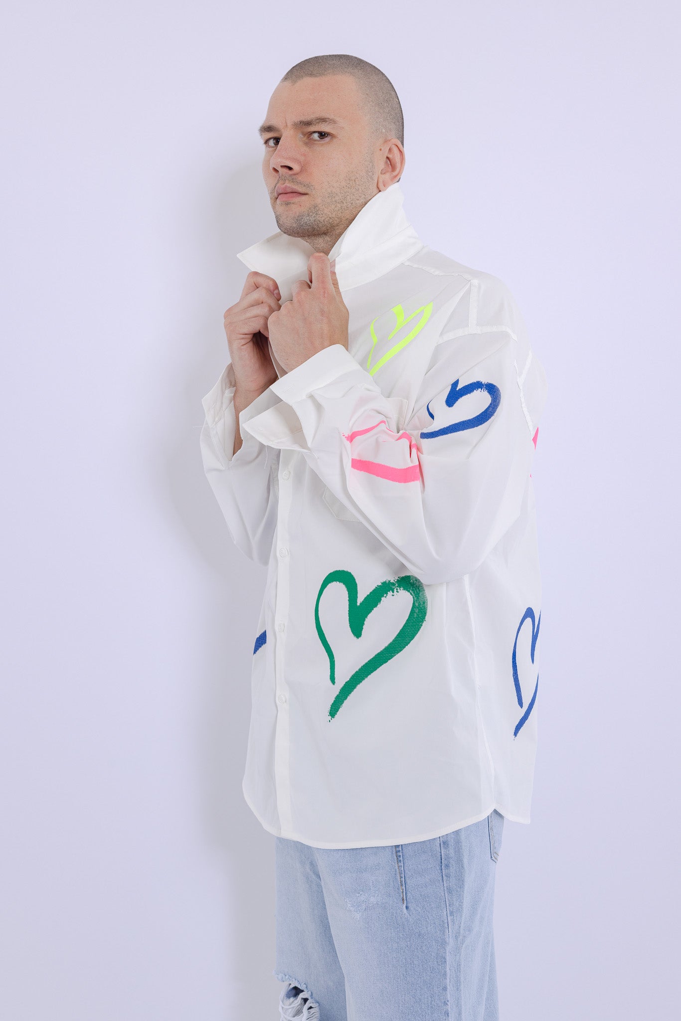 Love Heart Fire Hand Painted Shirt